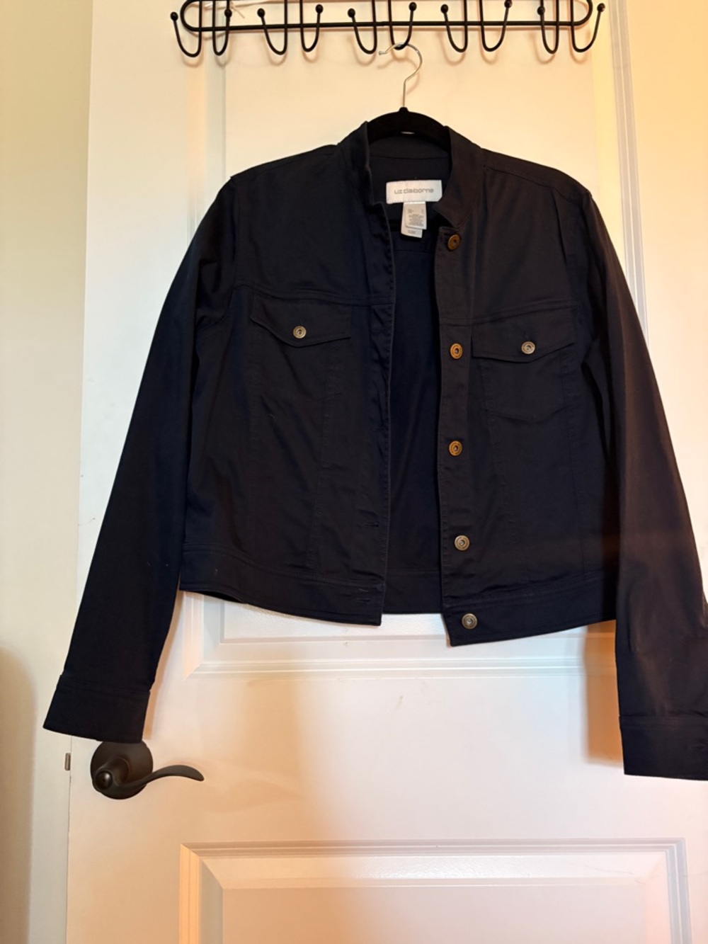 Liz Claiborne Navy Button-Front Jean Jacket